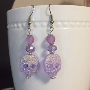 Czech glass skull bead earrings